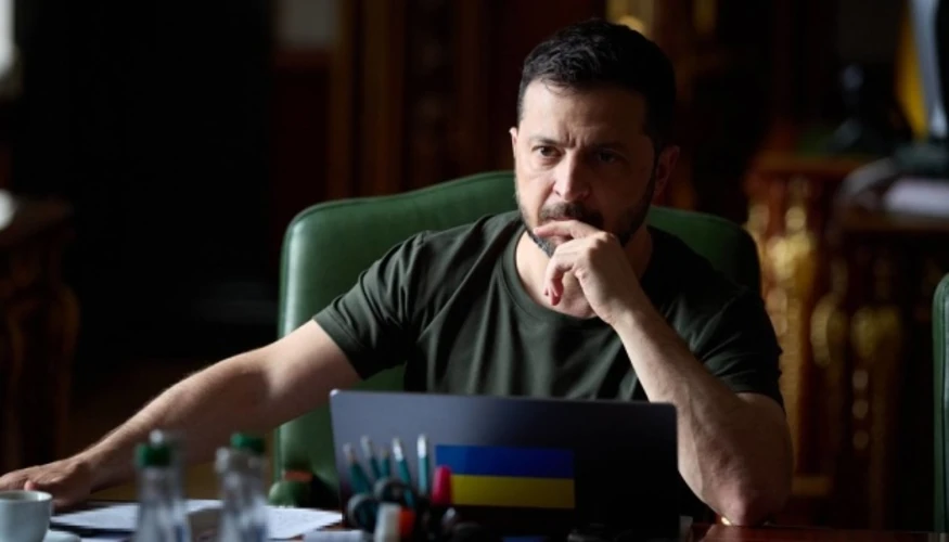 Президент Володимир Зеленський під час брифінгу в Прилуках